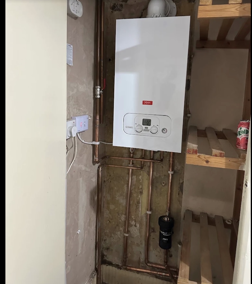 Boiler installation with new copper pipework and system filter
